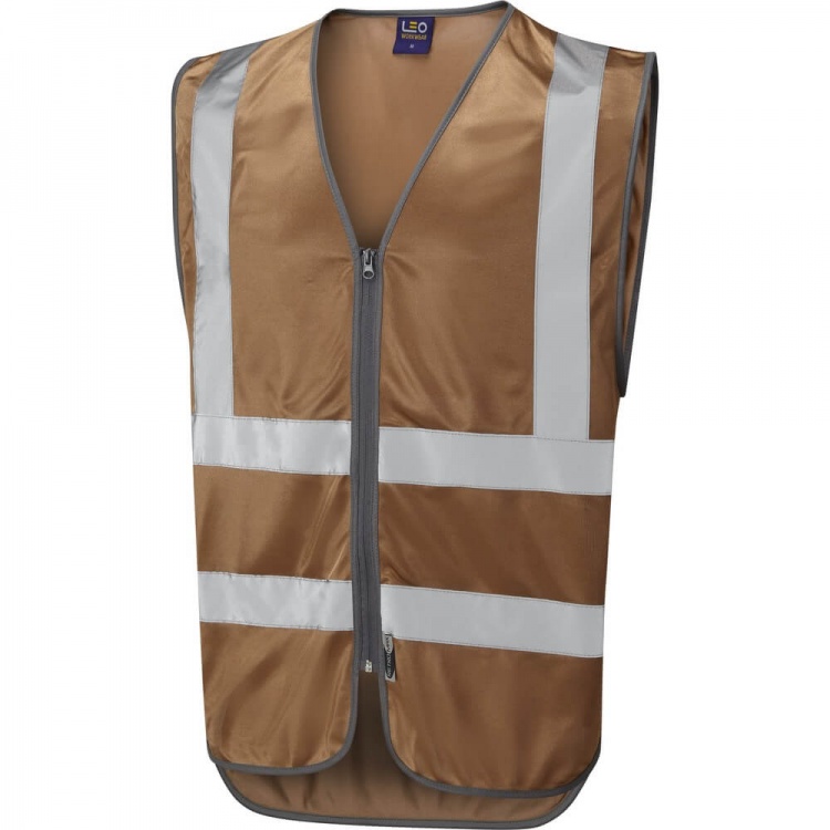 Leo Workwear W35-BZ Commodore Zipped Reflective Vest Non ISO 20471 Bronze